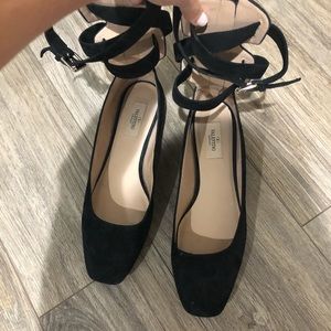 Valentino black suede ballet flats 40.